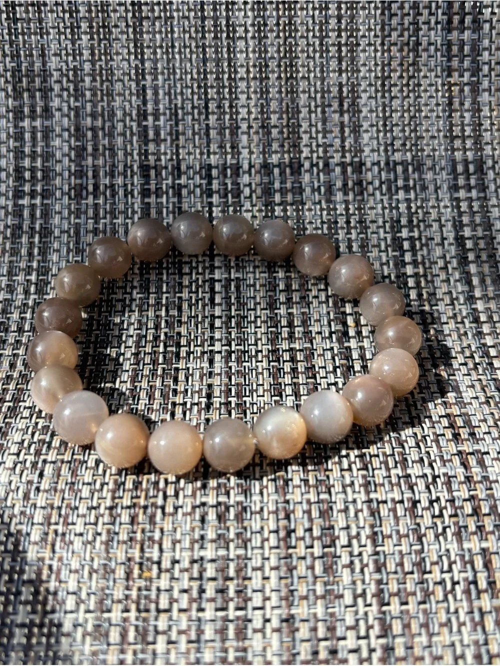 Dark Peach/Gray Moonstone Stretch Bracelet. 7 inch